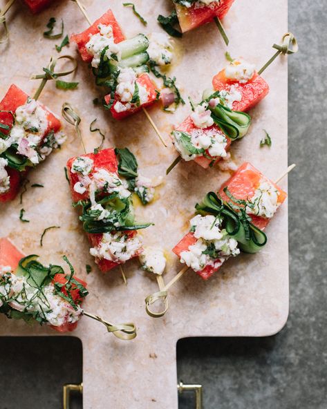 Veggie Skewers Appetizers, Cucumber Skewers, Sprouted Kitchen, Herb Vinaigrette, Healthy Appetizer, Healthy Appetizer Recipes, Cooking Club, Appetizer Ideas, Party Appetizers