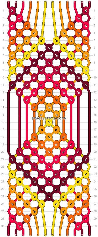 Friendship bracelet Pattern 16614 - 12 strings, 6 colours Friendship Patterns, Embroidery Floss Bracelets, Floss Bracelets, String Bracelet Patterns, Embroidery Bracelets, Friendship Bracelets Designs, Bracelets With Meaning, Diy Friendship Bracelets Patterns, Bracelets Design