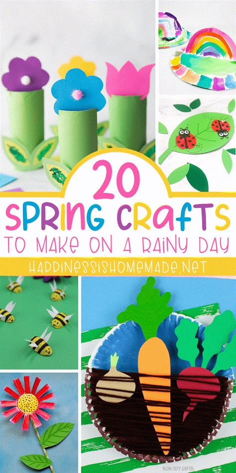 These 20 super fun and easy Spring crafts for kids are fun for all ages! Have fun on a rainy day with these awesome Spring kids crafts! Spring Sel Activities For Kids, Rainy Day Crafts For Preschoolers, Easy Spring Crafts, Spring Arts And Crafts, Assistant Teacher, Springtime Crafts, April Crafts, Spring Art Projects, Village Ideas