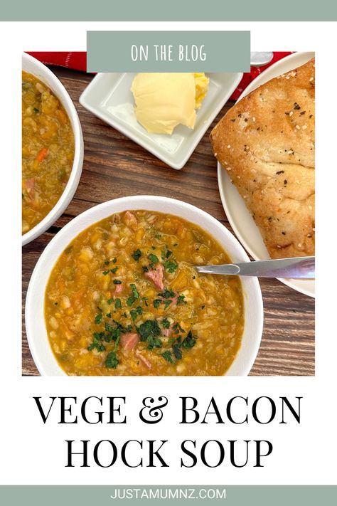 Delicious and easy Vegetable and Bacon Hock Soup, made from scratch, this is the best recipe. Bacon Hock Soup, Clear Vegetable Soup, Home Made Bacon, Winter Vegetable, Hearty Vegetable Soup, Veg Soup, Bacon Soup, Easy Bacon, Easy Vegetable