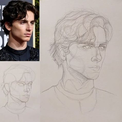 Man With Wavy Hair, Anatomy Proportions, Artist Anatomy, Face Proportions Drawing, Tiktok Tutorial, Human Figure Sketches, 얼굴 드로잉, 얼굴 그리기, 8bit Art