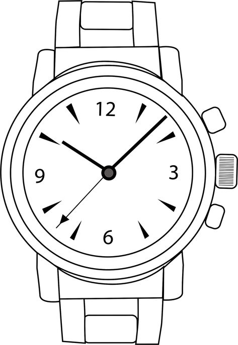 Wrist Watch Line Art by GDJ Headphone Sketch, Watch Sketch, Basic Sketching, Watch Drawing, Watch Image, Digital Wrist Watch, Analog Clock, Transparent Image, Hand Watch