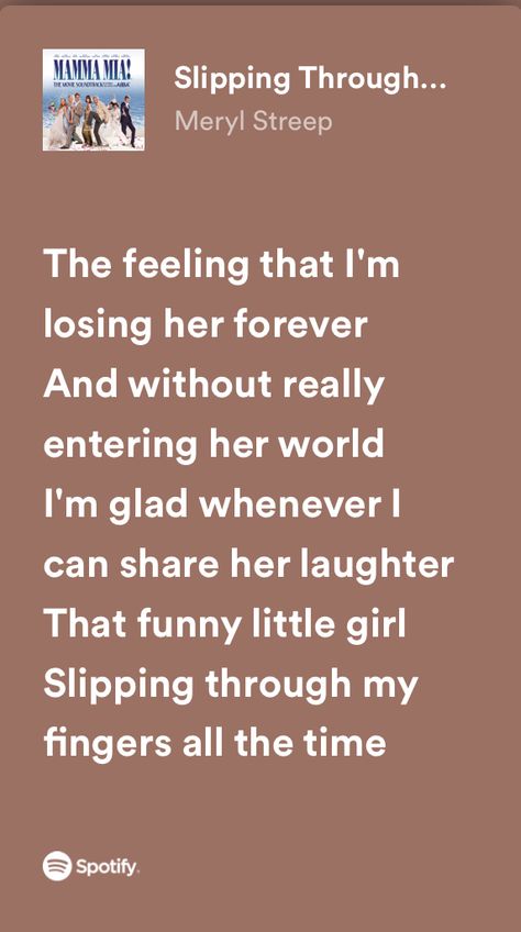 Slipping Through My Fingers Lyrics, Slipping Through My Fingers, Hippie Music, Music Recommendations, Song Lyric, Song Artists, Cool Lyrics, It Gets Better, You Are The World