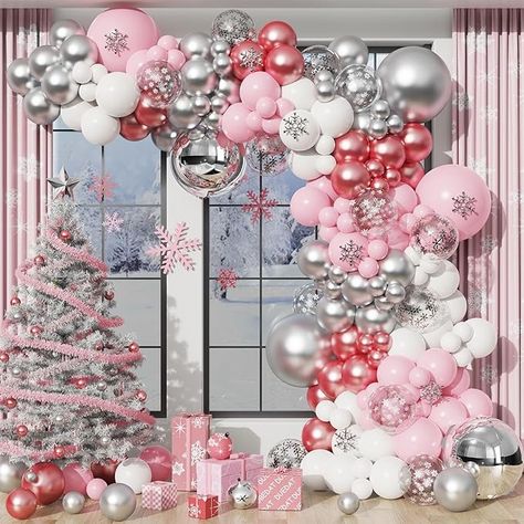 Amazon.com: Pink Winter Wonderland Balloon Garland arch Kit Pink Chrome Silver White Balloons set for Winter Wonderland Holiday Christmas Baby Shower Snow Princess Birthday Party Decorations : Home & Kitchen Snow Princess Birthday Party, Pink Winter Wonderland, Pink Christmas Decor, Princess Birthday Party Decorations, Ballon Party, Pink Chrome, Pink Christmas Decorations, Pink Winter, Christmas Baby Shower