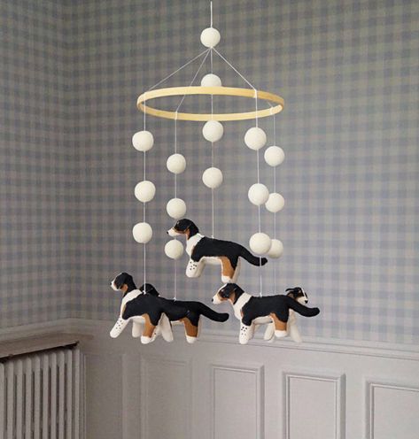 Nursery Room Themes, Puppy Decor, Baby Room Themes, Baby Room Inspiration, Baby Crib Mobile, Boy Dog, Nursery Mobile, Crib Mobile, How Big Is Baby