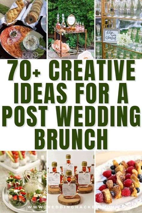 70+ Creative Ideas For A Post Wedding Brunch: Perfect For A Spring, Summer Or Fall Wedding! Brunch For Wedding Reception, Post Wedding Brunch Decorations, Elegant Brunch Menu Ideas, Wedding Reception Brunch Ideas, Day After Wedding Brunch Ideas, After Wedding Brunch Ideas, Post Wedding Brunch Ideas, Small Elegant Wedding Ideas, Brunch Wedding Food Ideas