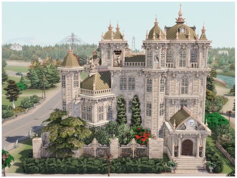 The Sims Resource - MM The Ivory Chateau Sims 4 Chateau, Sims Mansion, Tiny Loft, The Sims 4 Lots, Decals Codes, Play Sims 4, Sims Builds, Bloxburg Decals, Play Sims