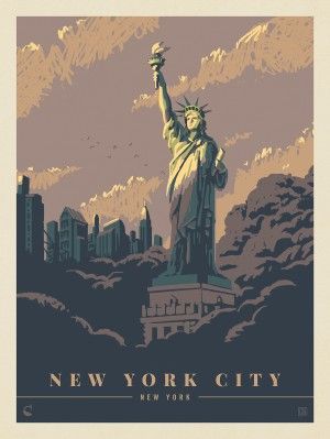 New York Prints, Usa New York, Anderson Design Group, Tourism Poster, New York Poster, Vintage Poster Design, Retro Travel Poster, Usa Art, American Travel