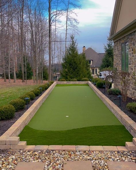 Backyard Bocce, Turf Backyard, Outdoor Yard Games, Bocce Ball Court, Banana Leaf Wallpaper, Bocce Ball, Hot Tub Backyard, Modern Farmhouse Home, Backyard Playground