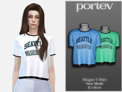 Sims 4 Cc Clothes T Shirts, Sims 4 Female Shirts Cc, Sims 4 Cc Oversized Shirt, Alpha Sims, Sims 4 Clothing Sets, Sims 4 Tsr, Chevron Print Dresses, Baggy T-shirt, Slogan T Shirt