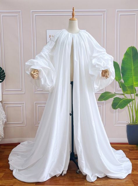 Long Puffy Sleeves Taffeta Cape 2m Length Clock New Wedding Long Ivory Jackets Customize Long Puffy Sleeves, Long Cape, Jacket Cape, Wedding Cape, Cape Jacket, Bridal Cape, Puff Long Sleeves, Puffy Sleeves, Color Choices