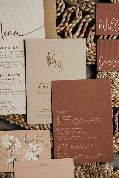 Bohemian Wedding Stationery, Rustic Colours, Couple Monogram, Modern Bohemian Wedding, Wedding Peach, Tan Wedding, Couples Monogram, Monogram Wedding Invitations, 카드 디자인