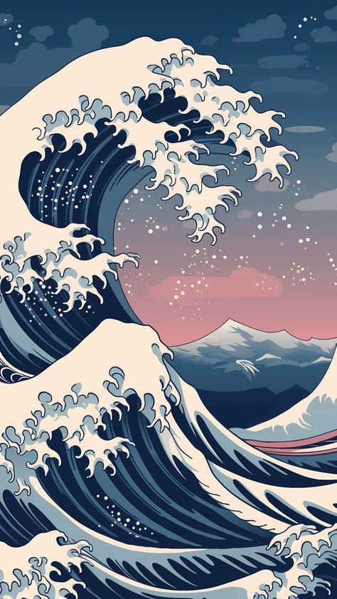 Blue Water Waves iPhone Wallpaper 4K - iPhone Wallpapers : iPhone Wallpapers The Wave Hokusai, Wave Japanese Art, Japanese Waves Art, Japanese Sea Art, Japanese Waves Drawing, Anime Wall Painting, Japanese Wave Painting, Anime Wave, Japanese Wave Art