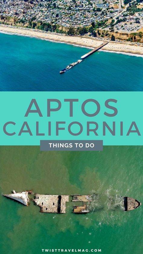 Pier and sunken ship in Pacific Ocean Aptos California, Trip To California, Best Trip, Places In California, Coastal Town, Family Travel Destinations, Monterey Bay, California Coast, Best Fishing