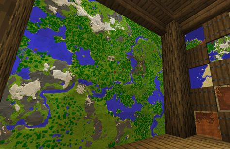 Minecraft Map Room Design, Minecraft Map Wall Ideas, Minecraft Map Display, Treasure Room Minecraft, Minecraft Map Room Ideas, Minecraft Outpost Ideas, Minecraft Map Ideas, Minecraft Map Wall, Map Room Minecraft