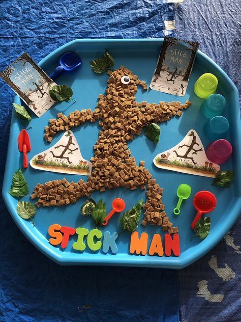 Stick Man Tuff Tray, Stickman Tuff Tray, Stick Man Activities, Tuff Tray Ideas Toddlers, Winter Tray, Rabbit Room, Julia Donaldson, Bear Hunt, Nursery Activities