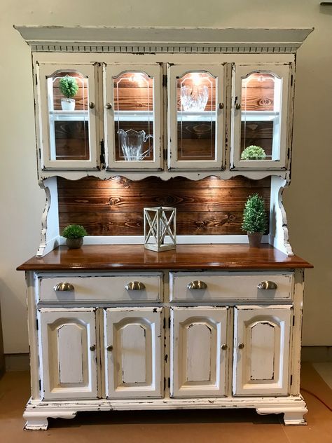 China Cabinet Painting Ideas, Refurbished China Cabinet Farmhouse, Refinished China Hutch, Kitchen Hutch Makeover, Refinished Hutch, Farmhouse Hutch Makeover, Refinished China Cabinet, Rustic China Cabinet, Dining Room Furniture Makeover