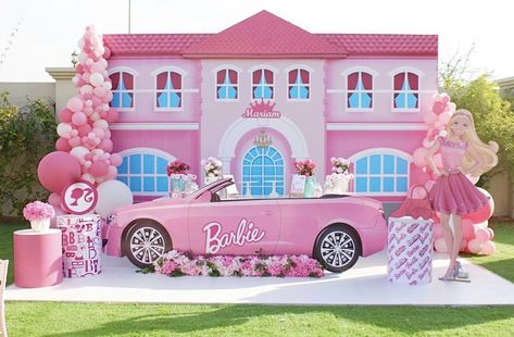 Barbie Theme Event, Barbie Pool Party, Barbie Event, Girl Superhero Party, Barbie Party Decorations, Carnival Birthday Party Theme, Barbie Theme Party, 5th Birthday Party Ideas, Backyard Birthday