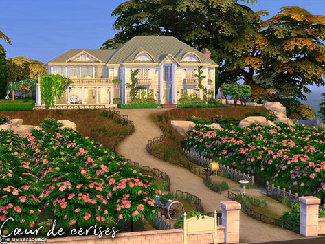 The Sims Resource - Coeur de cerises | noCC French House Sims 4, Sims 4 Cc French, Mods Ts4, House Sims 4, The Sims 4 Lots, Sims Inspiration, Play Sims 4, Cc Furniture, Play Sims