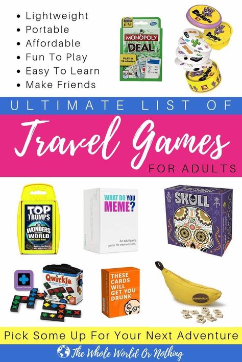 Travel Games For Adults, Adults Games, Games For Adults, Road Trip Games, Sight Word Games, Travel Gadgets, Adventure Games, Games For Teens, Travel Blogging