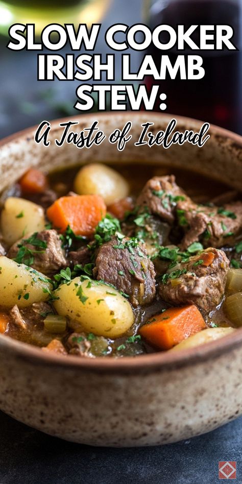 Discover the rich flavors of traditional Irish lamb stew with this easy slow cooker recipe. Perfect for your slow cooker recipes collection, this dish brings the warmth and comfort of Ireland to your home. Save this pin and click to get the complete recipe and detailed instructions. Enjoy a hearty and satisfying meal that’s perfect for any night of the week. Traditional Irish Dinner Recipes, Irish Slow Cooker Recipes, Crockpot Lamb Stew, Irish Lamb Stew Recipes, Slow Cooker Lamb Stew, Irish Stew Recipe Traditional, Leg Of Lamb Recipes Slow Cooker, Lamb Recipes Slow Cooker, Irish Meals Traditional