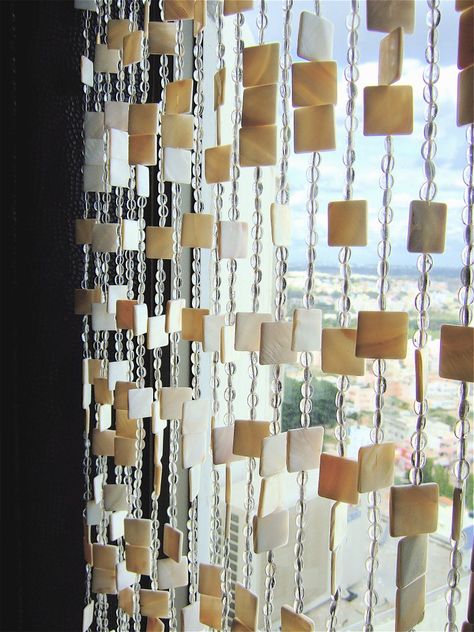 memoriesofabutterfly.com. interior design, home decor, furnishing, beaded curtain, room separator, room divider, interesting furniture, window curtain door curtain, custom design, designer Glass Bead Curtain, Shell Curtain, Beach Reception, Beaded Door, Room Separator, Curtains Uk, Interesting Furniture, Bead Curtain, Curtain Door