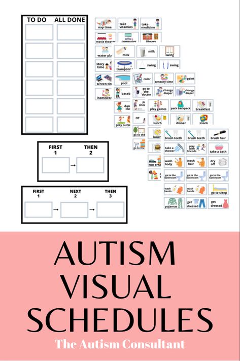 Create a visual-rich environment to support your autistic child! Get started with your visual schedule today Helper Chart, Aba Therapy Activities, Classroom Setup Elementary, Sensory Classroom, Visual Schedules, Visual Schedule, Special Needs Mom, Visual Board, Schedule Cards