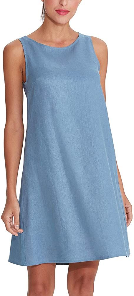 Amazhiyu Women's Linen Sleeveless Shift Dress with Pockets Crew Neck Casual Tank Dress (Customize, X-Small) at Amazon Women’s Clothing store Linen Summer Dresses, Shift Dress Outfit, Linen Dresses Summer, Tank Dresses Outfit, Linen Summer Dress, Tank Dresses, Sleeveless Linen Dress, Dresses With Pockets, Cool Summer Outfits