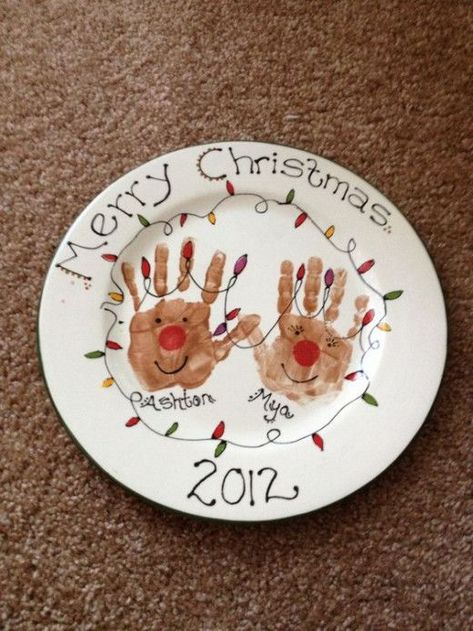 60+ Easy DIY Christmas Plates for Kids to Make in 2022 | HubPages Christmas Plates Kids, Diy Christmas Plate, Christmas Footprint, Baby Christmas Crafts, Reindeer Handprint, Holidays Crafts, Christmas Pottery, Handprint Christmas, Cookies For Santa Plate