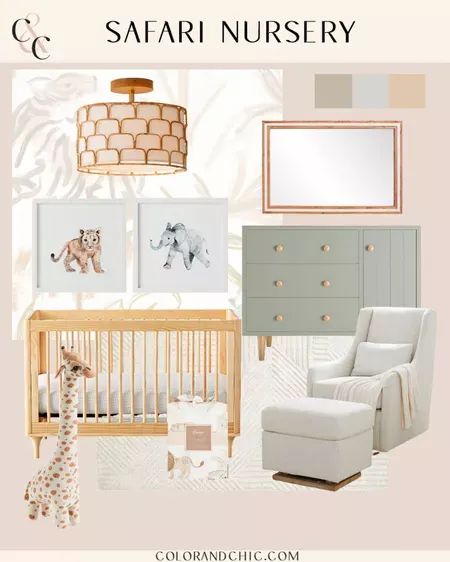 Safari Nursery Theme, Neutral Safari Nursery, Tiger Paintings, Mirror Wallpaper, Safari Jungle Theme, Plush Giraffe, Nursery Idea, Boy Nursery Themes, Safari Theme Nursery