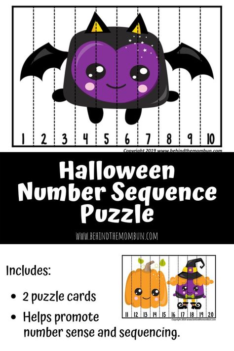 Numbers puzzles are an excellent way to help teacher preschoolers number sequence. Grab this free printable just in time for Halloween. #numberpuzzles #preschool #freeprintables #homeschool Number Puzzles 1-10 Free Printable, Halloween Numbers, Halloween Theme Preschool, Kindergarten Halloween, Halloween Activities Preschool, Halloween Puzzles, Halloween Week, Number Sequence, Parenting Boys