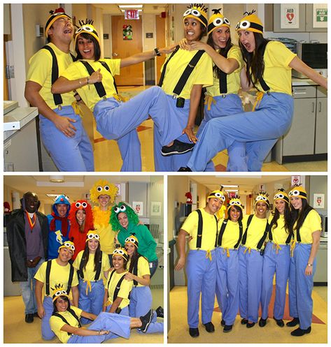 Despicable Me Halloween Costume, Work Group Halloween Costumes, Teacher Halloween Costumes Group, Diy Minion Costume, Office Halloween Costumes, Costumes For Work, Nurse Halloween Costume, Minion Halloween, Halloween Costumes For Work