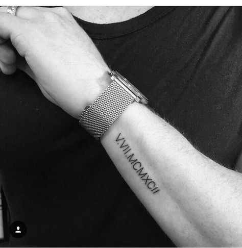 Mens Roman Numeral Tattoo, Roman Numeral Wrist Tattoo, Roman Numbers Tattoo, Roman Tattoo, Side Wrist Tattoos, Tatuagem Masculina Pequena, Simple Tattoos For Guys, Roman Numeral Tattoos, Small Forearm Tattoos