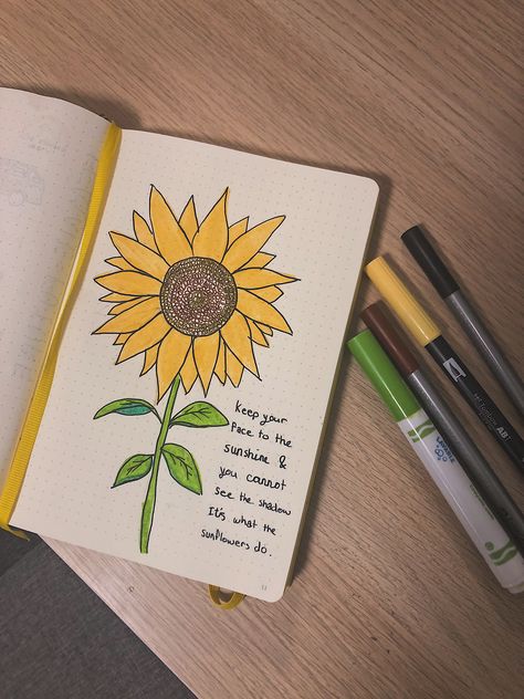 Organized Journal, Sunflower Journal, Notebook Ideas, Journal Doodles, Stylish Dress Designs, Planner Organization, Planner Bullet Journal, Card Art, Sims 4