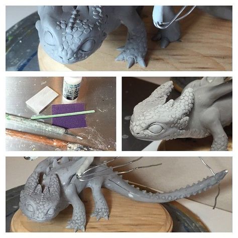 Desenhos Love, Hiccup And Toothless, Httyd Dragons, Clay Dragon, Dragon Sculpture, Polymer Clay Sculptures, Dragon Trainer, Toy Art, Hiccup