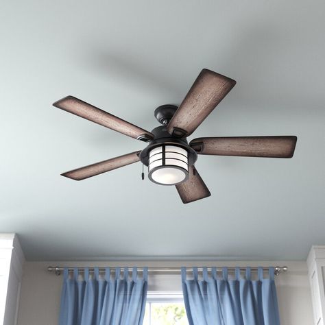 Hunter Fan 54" Key Biscayne 5 - Blade LED Standard Ceiling Fan with Pull Chain and Light Kit Included & Reviews | Wayfair.ca Winter Hunter, Caged Ceiling Fan, Best Ceiling Fans, Traditional Lamps, Key Biscayne, Hunter Fan, Flush Mount Ceiling Fan, Led Ceiling Fan, Ceiling Fan With Remote