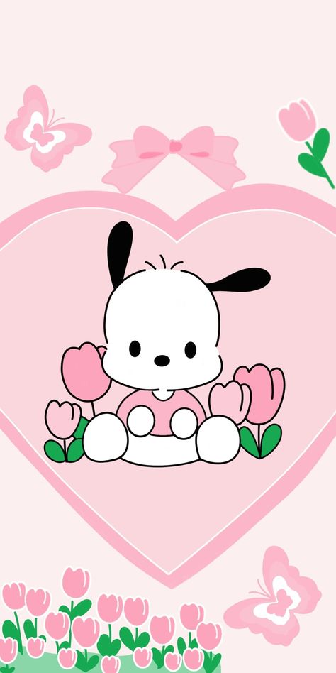 Pink Pochacco Wallpaper, Pochacco Wallpaper, Cute Disney Drawings, Hello Kitty Coloring, Hello Kitty Characters, Arte Van Gogh, Kitty Drawing, Hello Kitty Drawing, Sanrio Wallpaper