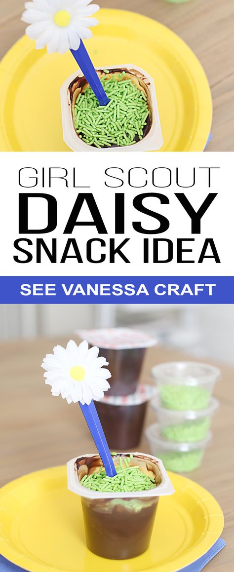 Girl Scouts Daisy Pudding Snack Idea for Troop Meetings Daisy Troop Snack Ideas, Daisy Snack Ideas, Daisy Scout Crafts, March Girl Scout Meeting Ideas, Girl Scout Snacks For Meetings, Girl Scout Ideas Activities, Daisy Troop Activities, Daisy Troop Meeting Ideas, Daisy Scout Activities