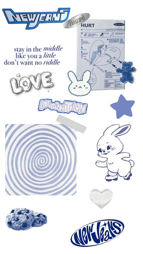 #newjeans New Jeans Wallpaper, Jeans Wallpaper, Myanmar Quotes, Blue Theme, Phone Stickers, Fun Easy Crafts, Printable Quotes, Kpop Wallpaper, Printable Stickers