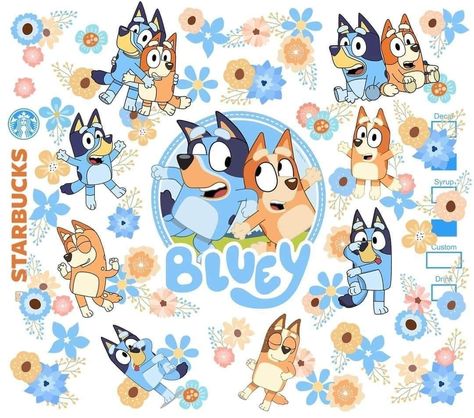 Bluey Tumbler Wrap, Bluey Sublimation Designs, Bluey Sublimation Ideas, Bluey Tumbler Cup Ideas, Bluey And Bingo, Jelly Wallpaper, Sublimation Ideas Projects Inspiration, Kids Cups