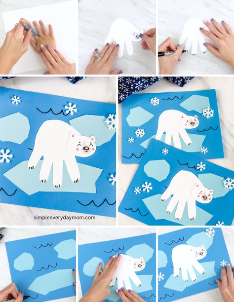 🐻‍❄️ Polar Bear Handprint Craft ✂️... - Fun Crafts For Kids Polar Bear Lesson Plans Preschool, Bear Handprint Craft, Handprint Polar Bear, Bear Handprint, Arctic Animals Preschool Activities, Arctic Animals Crafts, Winter Animal Crafts, Winter Crafts For Toddlers, Bear Template