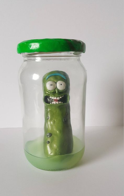 Rick and Morty Pickle Rick Polymer Clay Rick And Morty, Rick And Morty Clay Art, Pickle Rick Clay, Clay Rick And Morty, Rick And Morty Crafts, Diy Rick And Morty, Bridal Dress Boho, Rick And Morty Pickle Rick, Country Wedding Gowns