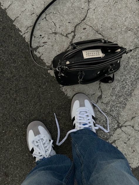 Maison Margiela Sneakers Outfit, Maison Margiela Aesthetic, Maison Margiela Outfit, Margiela Aesthetic, Miu Miu Mini Skirt, Givenchy Shark Lock Boots, Shark Lock Boots, Black And Gold Sunglasses, Margiela Bag