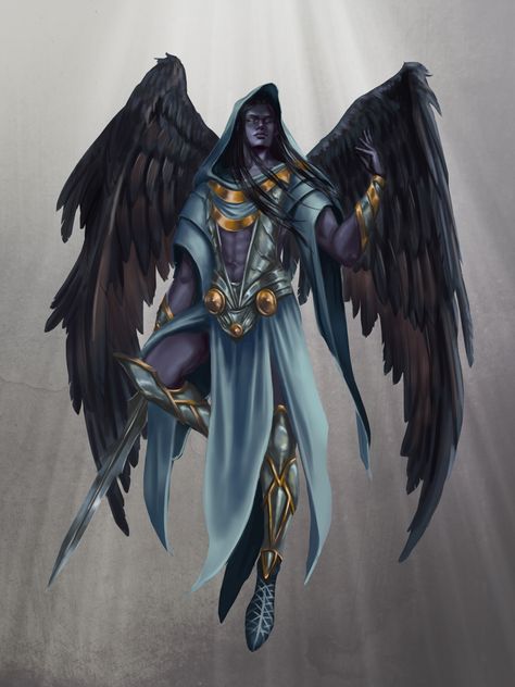 Deva Dnd Art, Dnd Angel Art, Dnd Fallen Angel, Dnd Angel, Angel Concept Art, Strange Gods, Creature Reference, Dnd Monster, Fantasy City Map