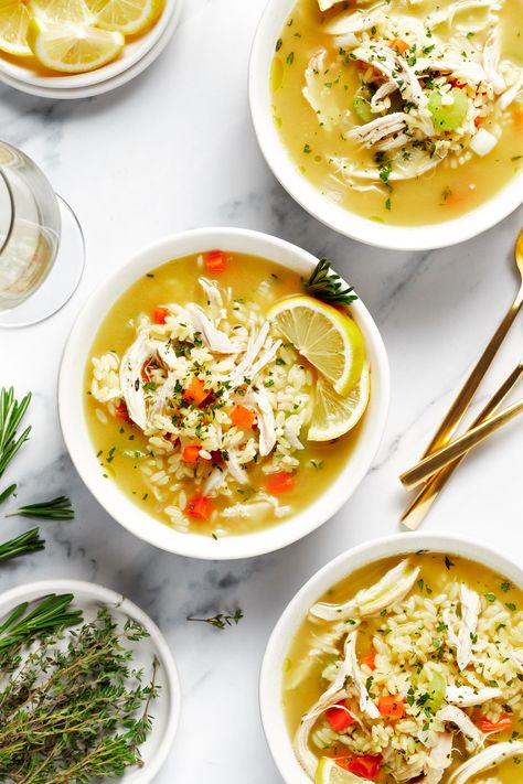 Lemon Chicken Orzo Soup {Easy One Pot Meal} - The Girl on Bloor Simple Orzo Recipes, Refreshing Summer Meals, Simple Orzo, Gluten Free Orzo, Lemon Chicken Orzo, Favorite Soups, Orzo Soup, Orzo Recipes, Chicken Orzo Soup