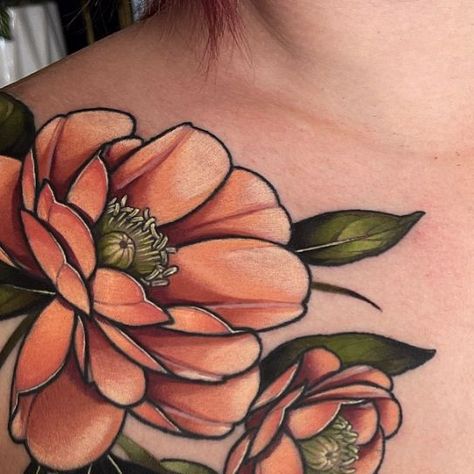 Tarot Tattoo, Flower Reference, June 1st, Back Day, Illustrators On Instagram, Boba Tea, Tattoos And Body Art, Whole Body, Orange Flowers