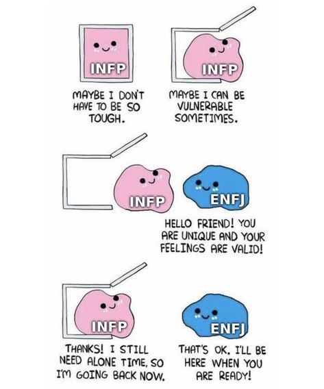 😊 INFP memes every day na Instagramie: „Follow @infpmemesdaily & @enfjmemesdaily for more cute INFP+ENFJ Memes 😊 credit: @urmytype.app --- Also follow my other pages for your…” Infp Enfj, Infp T Personality, Infp Relationships, Infp Personality Type, Mbti Test, Mbti Type, Infp Personality, Myers Briggs Personality Types, Mbti Character