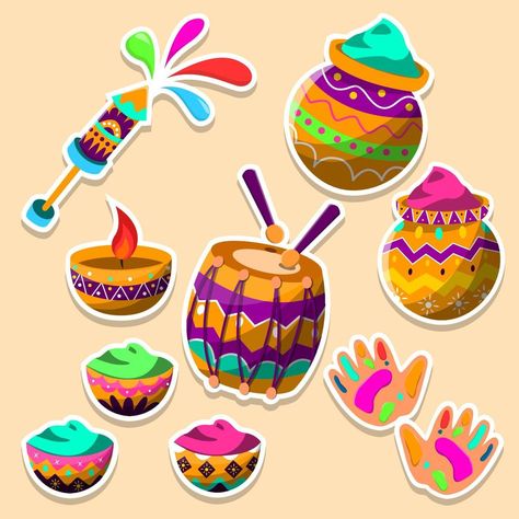 Holi Stickers, Holi Decor, Aesthetic Bookmarks, Swan Drawing, School Board Decoration, Holi Colors, Holi Wishes, Festival Wishes, Diwali Decorations At Home