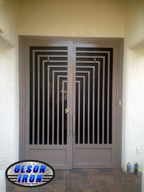 Wrought Iron Security Doors, Window Guards, درابزين السلم, Window Security Bars, Iron Security Doors, Grill Designs, Wrought Iron Front Door, Door Grill, Metal Front Door