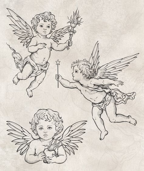 Cherub, cherubs, baby angel, angels, engraving, cherub tattoo, engraving tattoo, line art, line drawing, Cherubim Tattoo Design, Cherub Angels Drawings, Cherub Line Drawing, 11:11 Drawing, Cherub Tattoo Stencil, Angel Cherub Drawing, Cherubs Drawing, Baby Cherub Tattoo, Cherub Drawing Tattoo